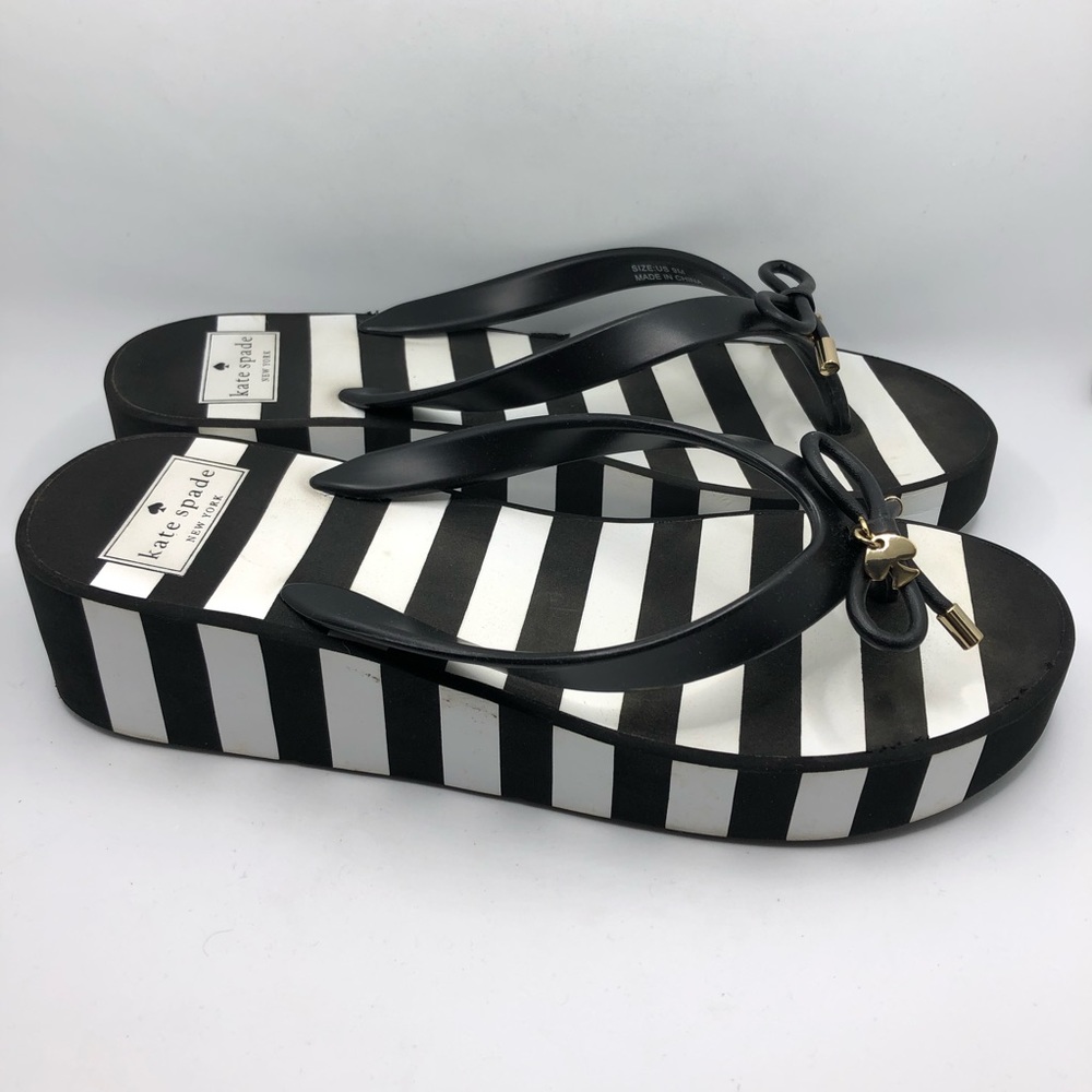 Kate Spade Rhett Black White Striped Platform Sandals Size 9 - Picture 8 of 15